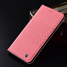 Coque Clapet Portefeuille Livre Tissu H13P pour Samsung Galaxy A40s Rose