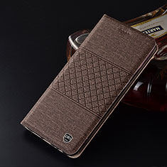 Coque Clapet Portefeuille Livre Tissu H13P pour Samsung Galaxy Note 10 5G Marron