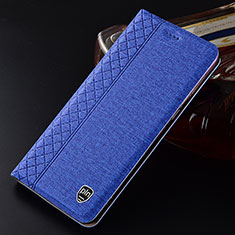 Coque Clapet Portefeuille Livre Tissu H13P pour Samsung Galaxy S23 5G Bleu