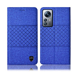 Coque Clapet Portefeuille Livre Tissu H13P pour Xiaomi Mi 12 5G Bleu