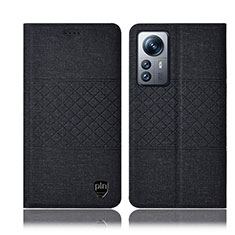 Coque Clapet Portefeuille Livre Tissu H13P pour Xiaomi Mi 12 5G Noir