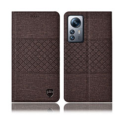 Coque Clapet Portefeuille Livre Tissu H13P pour Xiaomi Mi 12 Lite 5G Marron