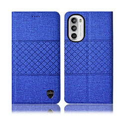 Coque Clapet Portefeuille Livre Tissu H14P pour Motorola Moto Edge (2022) 5G Bleu