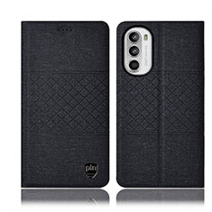 Coque Clapet Portefeuille Livre Tissu H14P pour Motorola Moto Edge (2022) 5G Noir