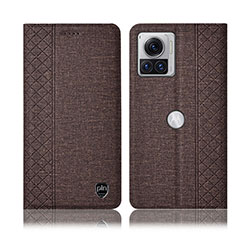 Coque Clapet Portefeuille Livre Tissu H14P pour Motorola Moto Edge 30 Ultra 5G Marron