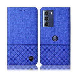 Coque Clapet Portefeuille Livre Tissu H14P pour Motorola Moto Edge S30 5G Bleu