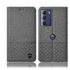 Coque Clapet Portefeuille Livre Tissu H14P pour Motorola Moto Edge S30 5G Gris