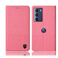 Coque Clapet Portefeuille Livre Tissu H14P pour Motorola Moto Edge S30 5G Rose