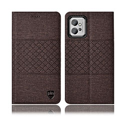 Coque Clapet Portefeuille Livre Tissu H14P pour Motorola Moto G32 Marron