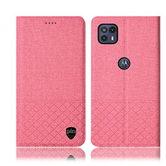 Coque Clapet Portefeuille Livre Tissu H14P pour Motorola Moto G50 5G Rose