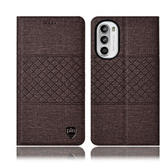 Coque Clapet Portefeuille Livre Tissu H14P pour Motorola Moto G71s 5G Marron