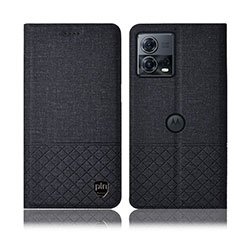 Coque Clapet Portefeuille Livre Tissu H14P pour Motorola Moto S30 Pro 5G Noir