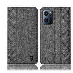 Coque Clapet Portefeuille Livre Tissu H14P pour OnePlus Nord CE 2 5G Gris