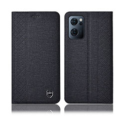 Coque Clapet Portefeuille Livre Tissu H14P pour OnePlus Nord CE 2 5G Noir