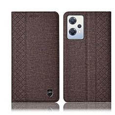 Coque Clapet Portefeuille Livre Tissu H14P pour OnePlus Nord CE 2 Lite 5G Marron