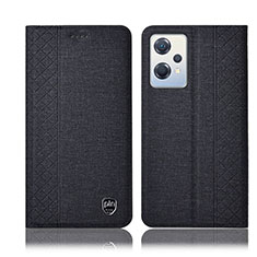 Coque Clapet Portefeuille Livre Tissu H14P pour OnePlus Nord CE 2 Lite 5G Noir