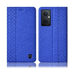 Coque Clapet Portefeuille Livre Tissu H14P pour OnePlus Nord N20 5G Bleu