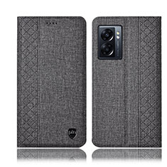 Coque Clapet Portefeuille Livre Tissu H14P pour Oppo A57 5G Gris