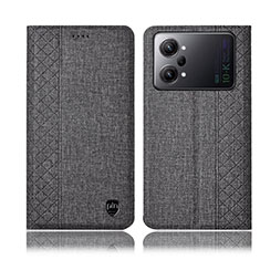 Coque Clapet Portefeuille Livre Tissu H14P pour Oppo K10 Pro 5G Gris