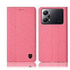 Coque Clapet Portefeuille Livre Tissu H14P pour Oppo K10 Pro 5G Rose