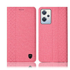 Coque Clapet Portefeuille Livre Tissu H14P pour Oppo K10X 5G Rose