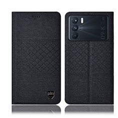 Coque Clapet Portefeuille Livre Tissu H14P pour Oppo K9 Pro 5G Noir