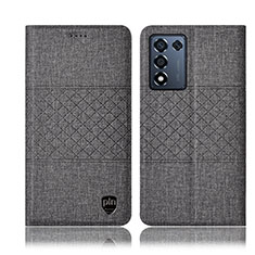 Coque Clapet Portefeuille Livre Tissu H14P pour Oppo K9S 5G Gris