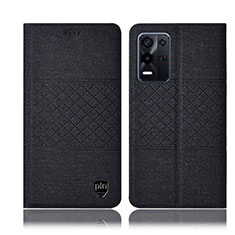 Coque Clapet Portefeuille Livre Tissu H14P pour Oppo K9X 5G Noir