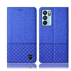 Coque Clapet Portefeuille Livre Tissu H14P pour Oppo Reno6 5G Bleu