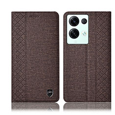 Coque Clapet Portefeuille Livre Tissu H14P pour Oppo Reno8 Pro+ Plus 5G Marron