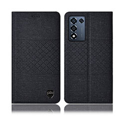 Coque Clapet Portefeuille Livre Tissu H14P pour Realme Q3s 5G Noir