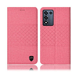 Coque Clapet Portefeuille Livre Tissu H14P pour Realme Q3s 5G Rose