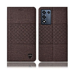 Coque Clapet Portefeuille Livre Tissu H14P pour Realme Q3t 5G Marron