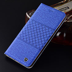 Coque Clapet Portefeuille Livre Tissu H14P pour Samsung Galaxy A52 4G Bleu