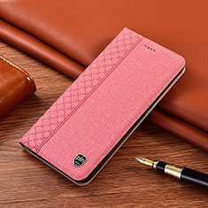 Coque Clapet Portefeuille Livre Tissu H14P pour Samsung Galaxy Note 10 Lite Rose