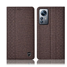 Coque Clapet Portefeuille Livre Tissu H14P pour Xiaomi Mi 12 5G Marron