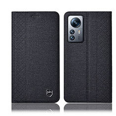 Coque Clapet Portefeuille Livre Tissu H14P pour Xiaomi Mi 12 5G Noir