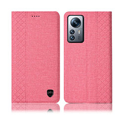 Coque Clapet Portefeuille Livre Tissu H14P pour Xiaomi Mi 12S Pro 5G Rose