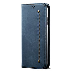 Coque Clapet Portefeuille Livre Tissu L01 pour Huawei P Smart (2020) Bleu