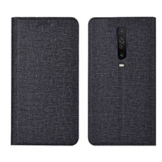 Coque Clapet Portefeuille Livre Tissu L01 pour Xiaomi Poco X2 Noir