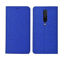 Coque Clapet Portefeuille Livre Tissu L01 pour Xiaomi Redmi K30i 5G Bleu