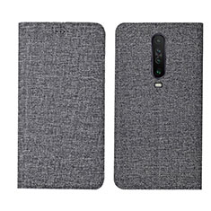 Coque Clapet Portefeuille Livre Tissu L01 pour Xiaomi Redmi K30i 5G Gris