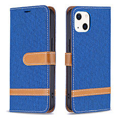 Coque Clapet Portefeuille Livre Tissu pour Apple iPhone 13 Bleu