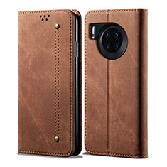 Coque Clapet Portefeuille Livre Tissu pour Huawei Honor 50 Lite Marron