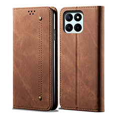 Coque Clapet Portefeuille Livre Tissu pour Huawei Honor 70 Lite 5G Marron