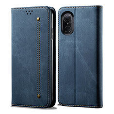 Coque Clapet Portefeuille Livre Tissu pour Huawei Nova 9 SE Bleu