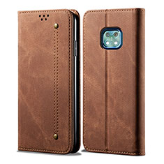 Coque Clapet Portefeuille Livre Tissu pour Nokia XR20 Marron