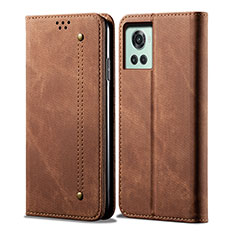 Coque Clapet Portefeuille Livre Tissu pour OnePlus 10R 5G Marron