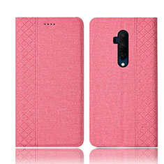 Coque Clapet Portefeuille Livre Tissu pour OnePlus 7T Pro 5G Rose