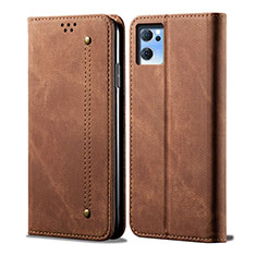 Coque Clapet Portefeuille Livre Tissu pour OnePlus Nord CE 2 5G Marron